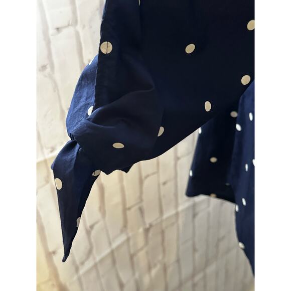 NWT H&M Blue and White Polka Dot Off the Shoulder Top Sz 10 - Picture 5 of 6